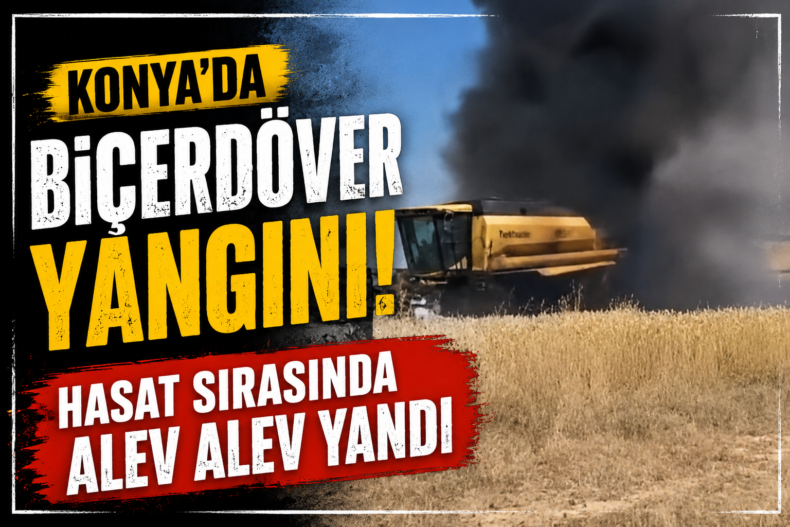 Konya’da biçerdöver yangını! Hasat sırasında alev alev yandı