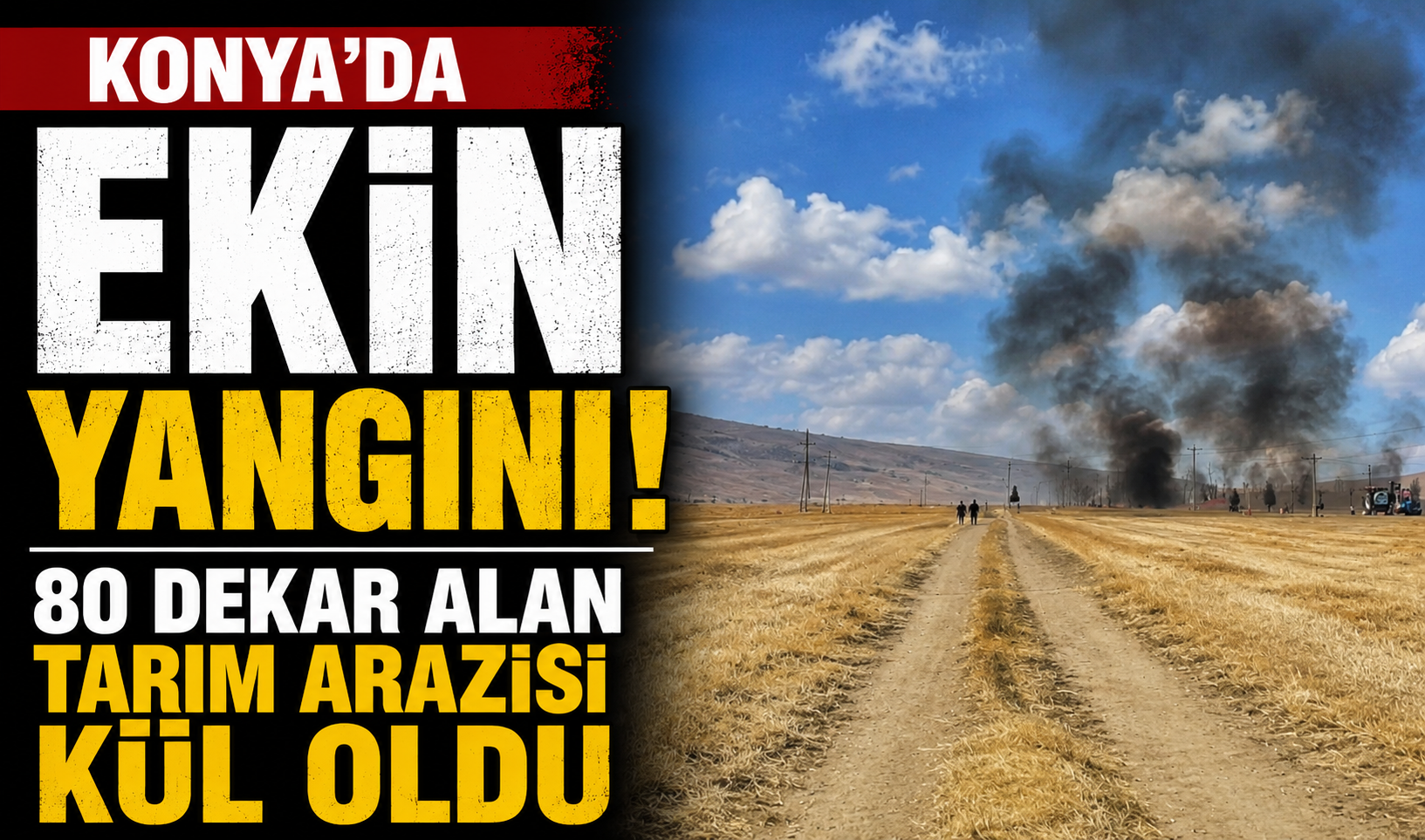Konya’da ekin yangını! 80 dekar alan tarım arazisi kül oldu