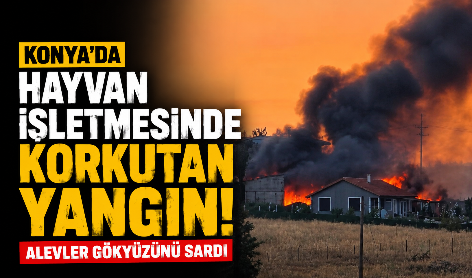 Konya’da hayvan işletmesinde korkutan yangın! Alevler gökyüzünü sardı